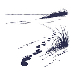 Footprints in the Sand Coastal Path to the Horizon