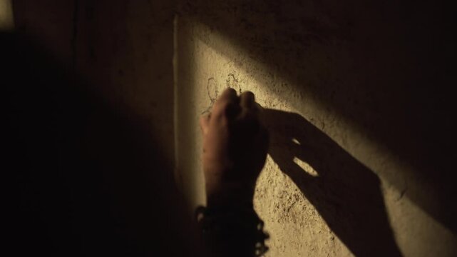 Inside an Indian jail, a handcuffed inmate sits in silence near rusty steel bowls and plates, depicting the harsh reality of prison life
