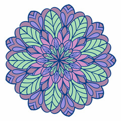 Beautiful and creative colorful mandala design art with white background