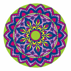 Beautiful and creative colorful mandala design art with white background