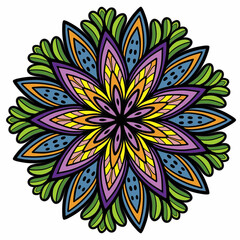 Beautiful and creative colorful mandala design art with white background