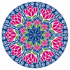Beautiful and creative colorful mandala design art with white background