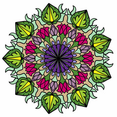 Beautiful and creative colorful mandala design art with white background