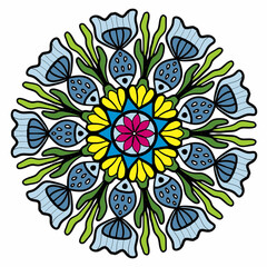 Beautiful and creative colorful mandala design art with white background