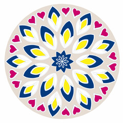 Beautiful and creative colorful mandala design art with white background