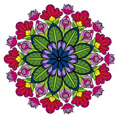 Beautiful and creative colorful mandala design art with white background
