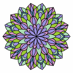 Beautiful and creative colorful mandala design art with white background