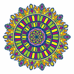 Beautiful and creative colorful mandala design art with white background