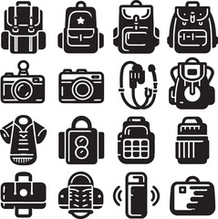 Iconic Travel Essentials in Graphic Design with AI-Generated Metadata