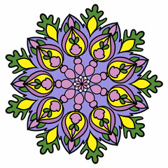 Beautiful and creative colorful mandala design art with white background