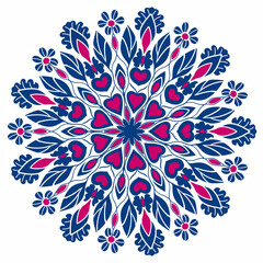 Beautiful and creative colorful mandala design art with white background