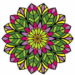 Beautiful and creative colorful mandala design art with white background