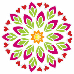 Beautiful and creative colorful mandala design art with white background