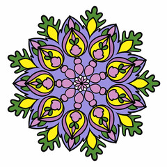 Beautiful and creative colorful mandala design art with white background