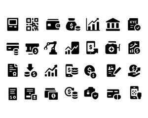 Finance and Technology Icons Banking, Payments, and Investments