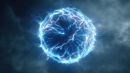 Lightning energy ball power abstract background high voltage electricity storm thunderbolt plasma effect 3d