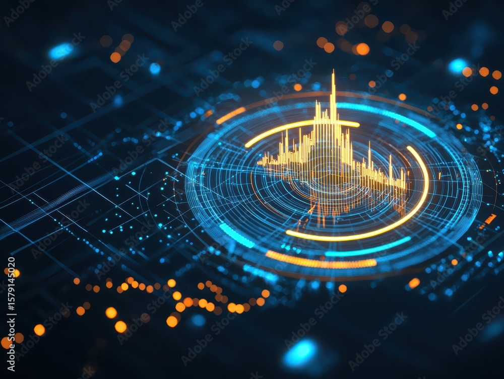 Poster economy forex background concept. abstract digital design with vibrant colors and circular patterns.