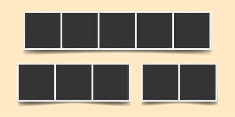 Vector instant photo booth frames set. Photo collage template. Great for scrapbooking, social media, party memories, retro snapshot, mood board design, blog, web banner