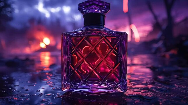 Elegant perfume and wine bottles on display for luxury fragrance and celebration