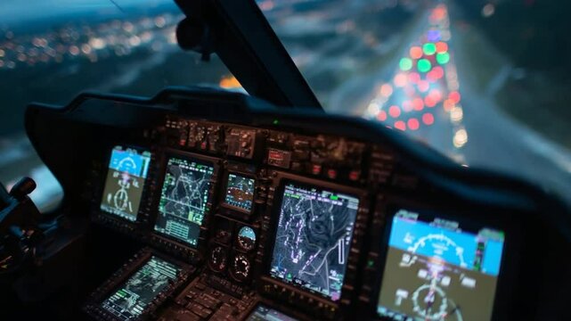 Night Flight: Helicopter Cockpit View