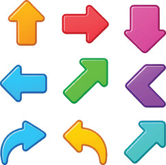 ector illustration of various arrow icons in different styles including straight, curved, looped, and directional arrows. Perfect for user interface, infographic, web design, or navigation-related pro