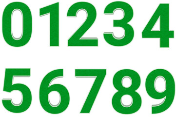 Green 3D Numbers 0-9 PNG