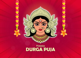 Happy Durga Puja Banner Collection with Goddess Illustration and Traditional Decorations Bengali Woman 