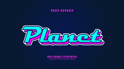 3D text effect planet, editable text