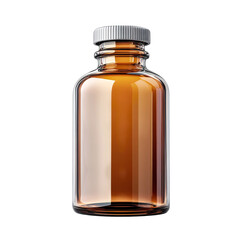 Amber glass bottle liquid medicine pharmacy remedy pharmaceutical on transparent background