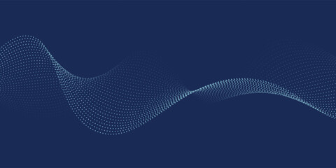 Fototapeta premium A modern abstract background featuring digital waves made of glowing dots over an ideal dark blue theme.