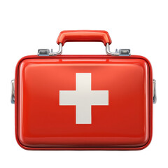 Red First Aid Kit Medical Box Emergency Healthcare Supply Safety Equipment on transparent background