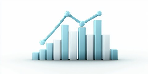 Economy graph stack concept. Modern bar graph with a line chart overlay, showcasing data trends and analysis.