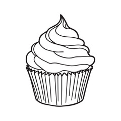 Delicious cupcake with frosting swirl in paper cup
