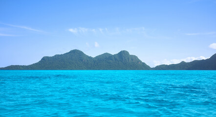 Bohey Dulang Island, second largest island in the Tun Sakaran Marine Park in Semporna, Borneo,...