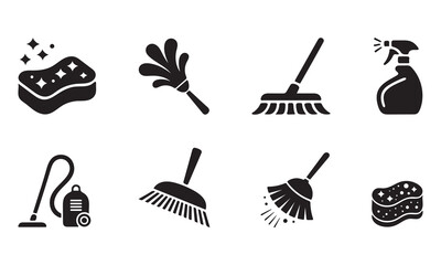 Cleaning icon set good for logo, symbol, silhouette design, vector art illustration 