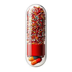 Pill Capsule Macro Shot Medicine Colorful Beads Pharmaceutical Health on transparent background
