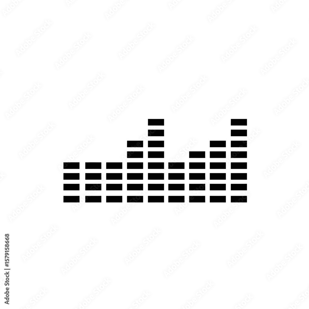 Poster audio equalizer waves: a minimalist representation of sound dynamics, showing the rise and fall of a