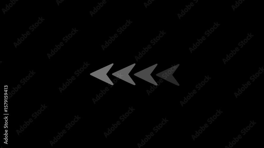 Poster a sequence of four directional arrows pointing leftward displayed against a black backdrop