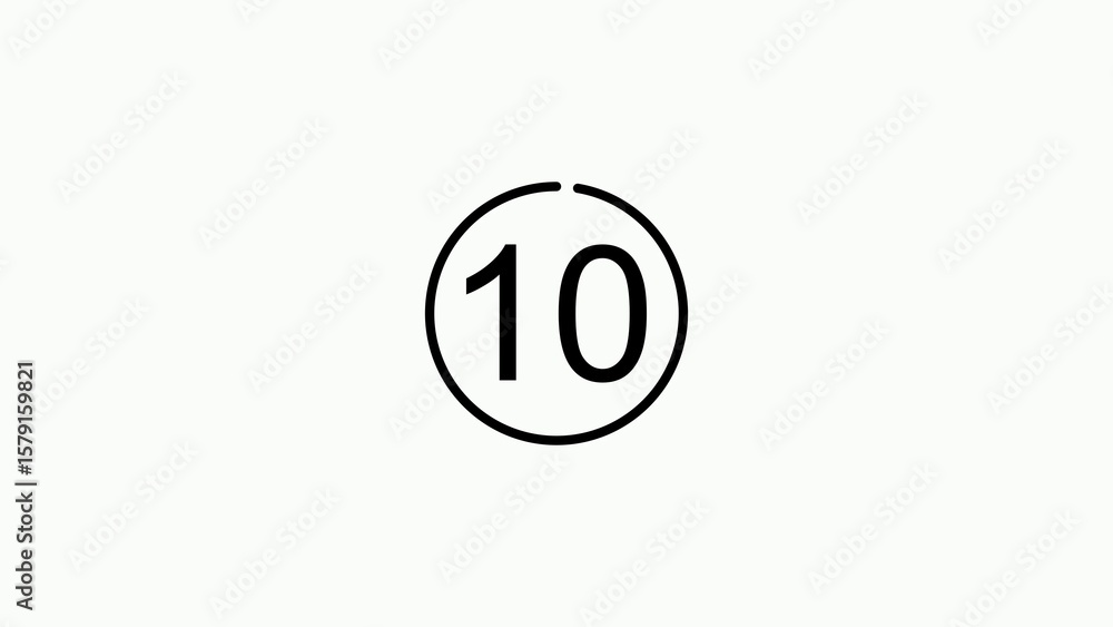Poster the number ten inside a circle with a gap isolated on a white background