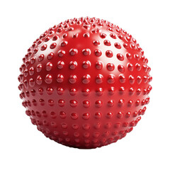Red sensory ball with raised dimples offering tactile stimulation and on transparent background