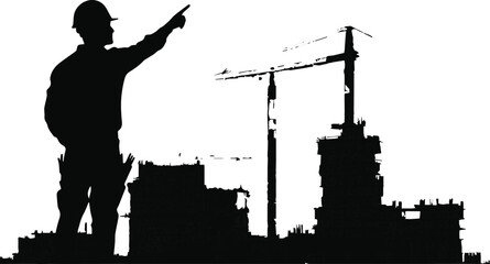 Obraz premium Vector illustrations of people, including a woman and a couple, as silhouettes in a black and white city business setting.