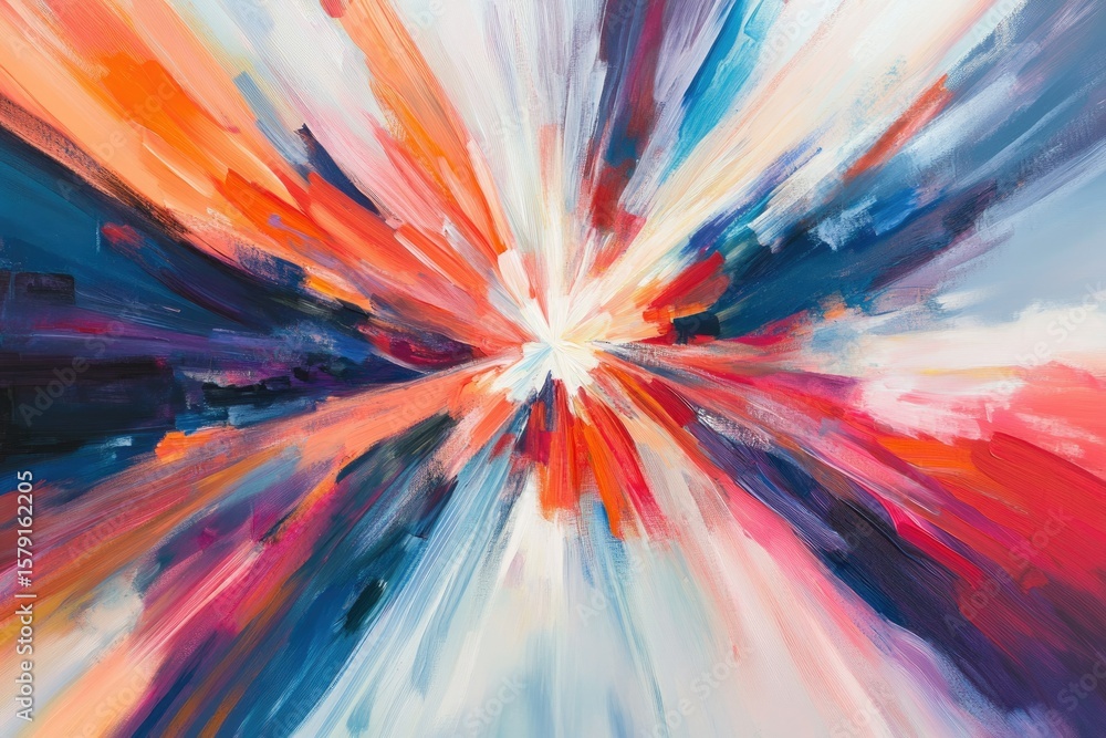 Aufkleber abstract explosion of vibrant colors radiating outwards, creating a dynamic and energetic visual exp