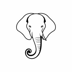 Minimalist black line art elephant head on white background animal wildlife