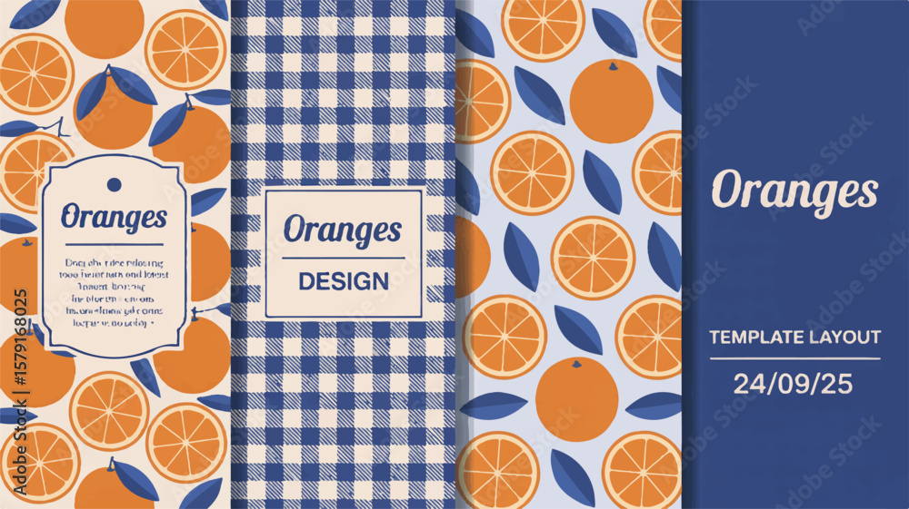 Poster orange fruit patterns and design elements oranges slices