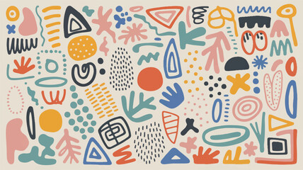 Playful abstract shapes and patterns illustration organic