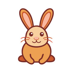 Cute Cartoon Rabbit Sitting Upright with Earth Tone Color Palette