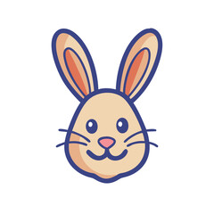 Cute Easter bunny illustration with long ears and happy smiling face
