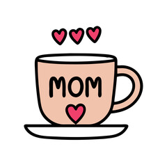 A lovely and adorable mug dedicated to mom with cute heart decorations