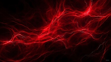 abstract crimson lines like pulsing veins weaving through dense black space, glowing with sinister red energy, evoking demonic presence, modern abstract digital art 