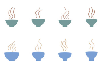 Bowl with Hot Steam Illustration Set Design
